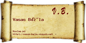 Vasas Béla névjegykártya