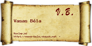 Vasas Béla névjegykártya